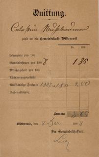 Vorschau: O - 13, Quittung Cölestin Nussbaumer